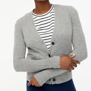 J Crew Factory V-neck cardigan sweater extra-soft yarn light heather grey size L